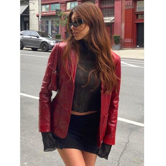 💋BOHO CHIC💋 JohnPaulRichard Vintage Jenuine Suede Blazer in Red